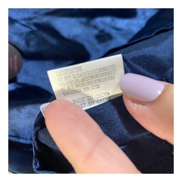 AvidLove NWT Navy Blue Satin & Lace T-Back Chemise Nightie Slip Dress Sz L - Picture 8 of 9